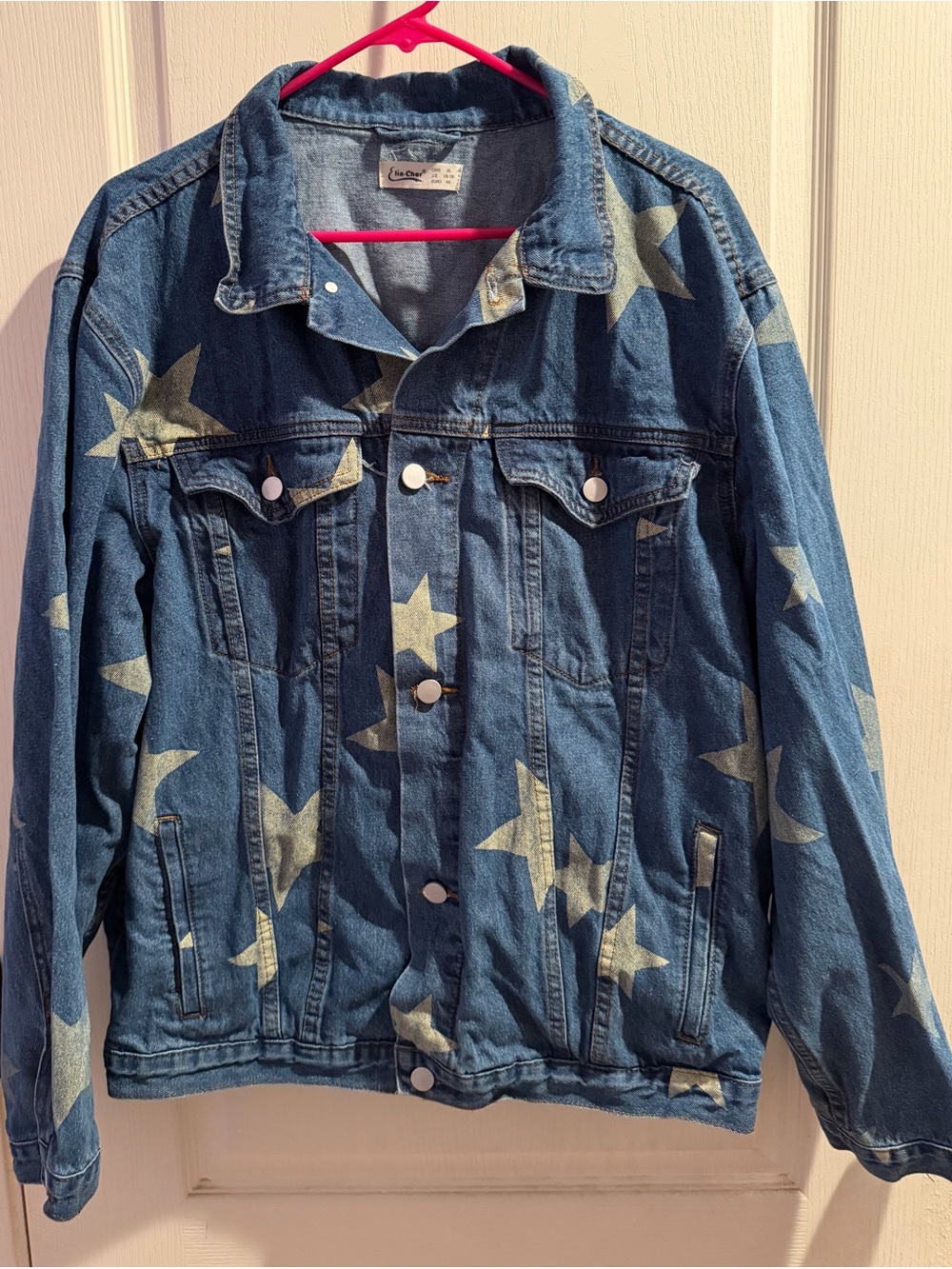 Denim Star Print Jacket - Blue Jean Jacket by